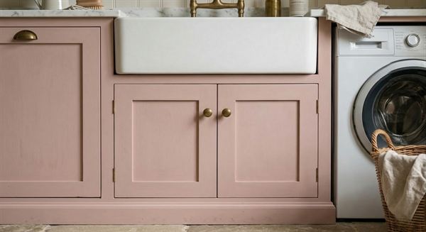 Handmade dusty pink kitchen island