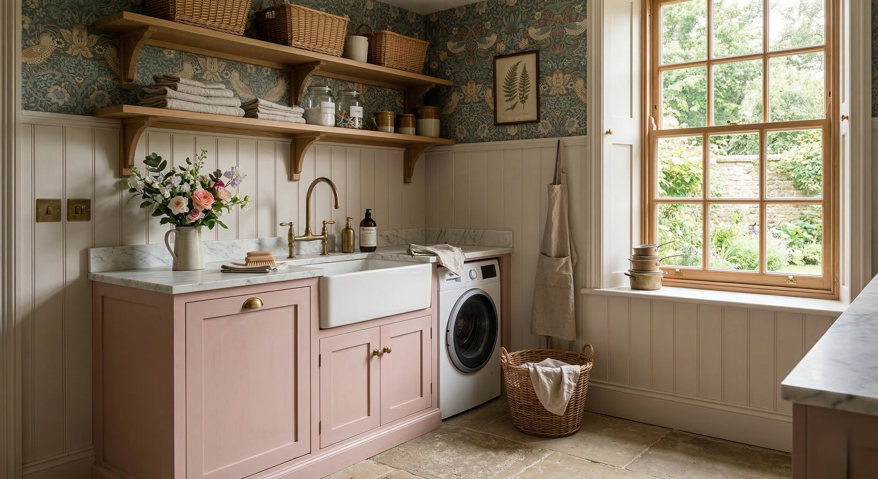 Bespoke utility room cabinetry in Cambridge with traditional painted cabinetry